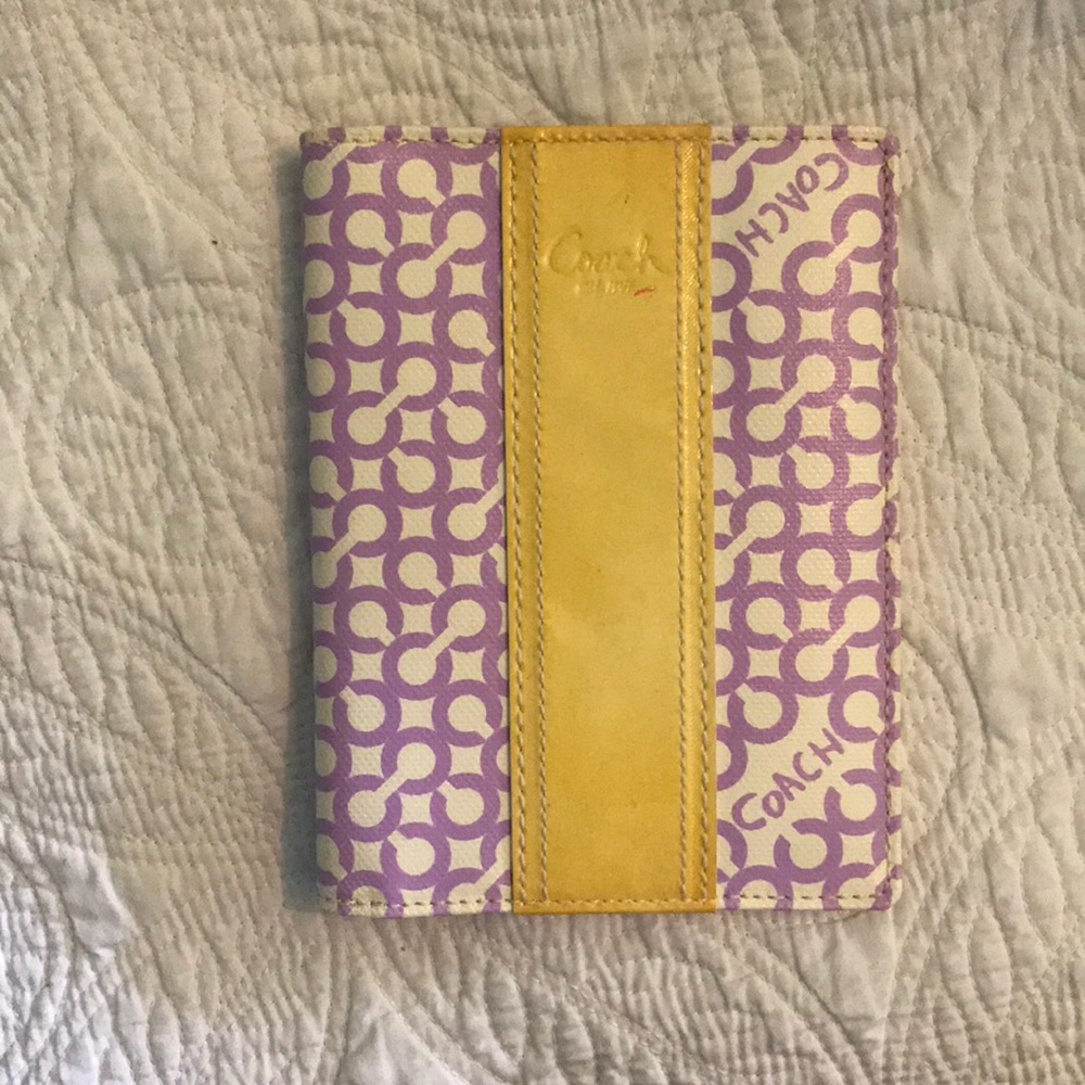 NWT coach passport wallet OP lavender & white